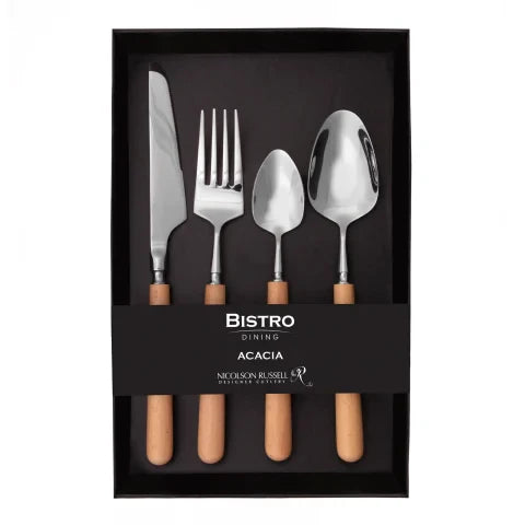 Nicolson Russell Acacia Light Wood Cutlery Set, 16-Piece