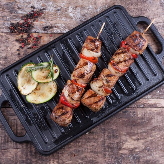 Victoria Enamelled Cast Iron Reversible Griddle, 32cm